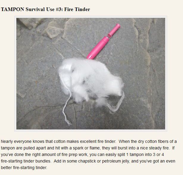 Survival Uses of a Tampon (24 pics)