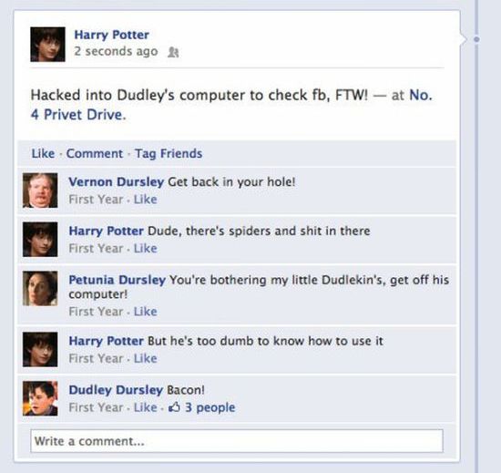 Harry Potter on Facebook (8 pics)