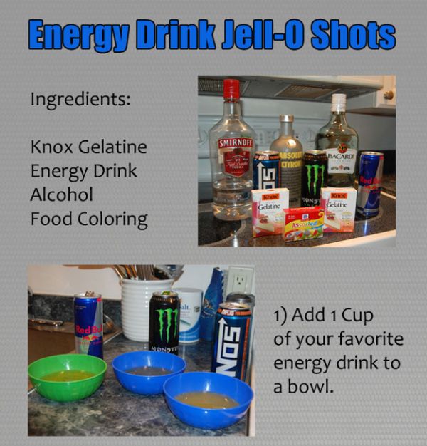 DIY Energy Drinks and Vodka Jello Shots (1 pic)
