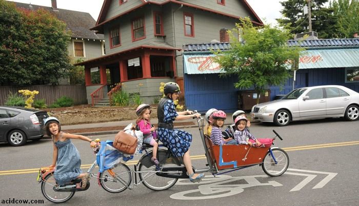 How to Take Six Kids to School with a Bike (8 pics)