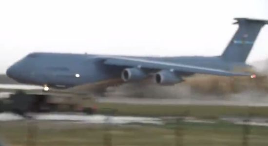 C5 Galaxy Taking off Flooded Airstrip