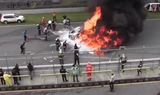 Driver Has Been Saved From Burning Lamborghini