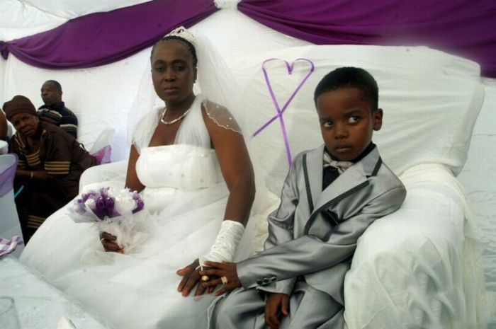 8-Year-Old Boy Marries 61-Year-Old Woman (6 pics)