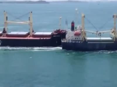 Massive Carrier vs Cargo Ship Collision