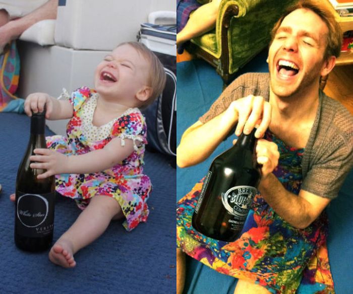 Guy Re-enacts Scenes in Baby Photos (25 pics)