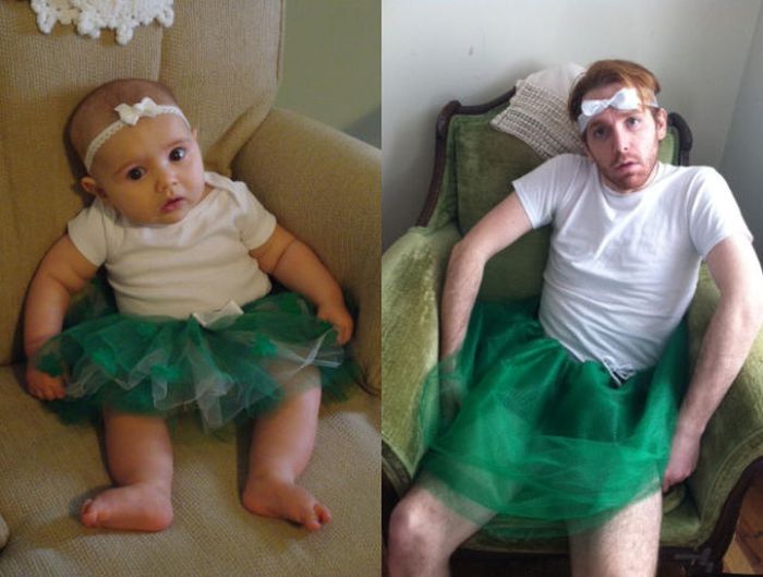 Guy Re-enacts Scenes in Baby Photos (25 pics)