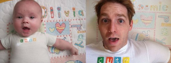 Guy Re-enacts Scenes in Baby Photos (25 pics)