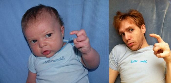 Guy Re-enacts Scenes in Baby Photos (25 pics)
