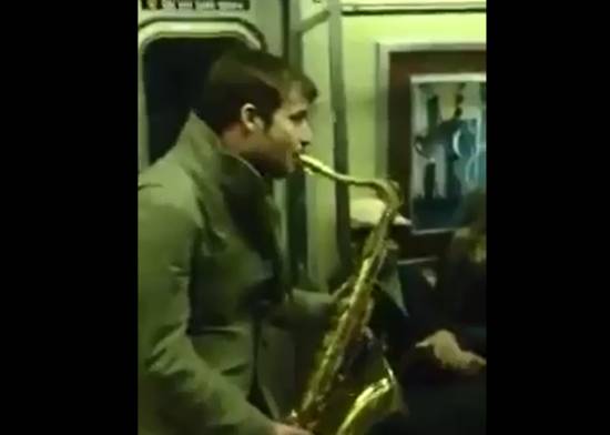 Awesome Subway Sax Battle
