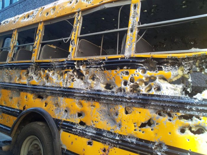School Bus After a Gun Range (6 pics)