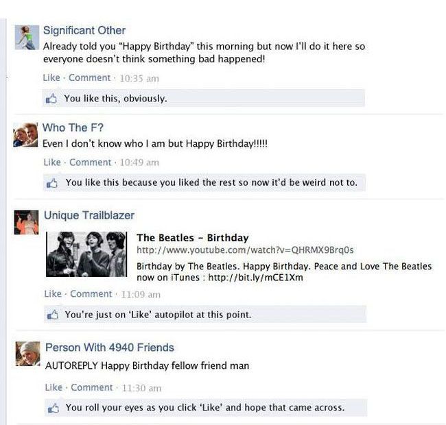 Every Facebook Birthday Wall Ever (5 pics)