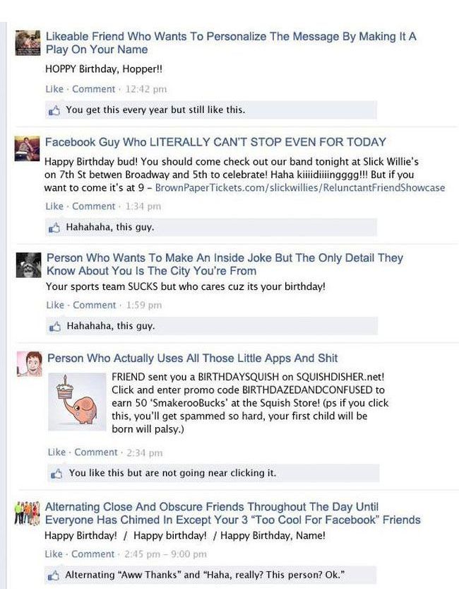 Every Facebook Birthday Wall Ever (5 pics)