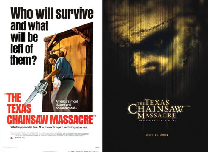 Original Horror Movie Posters vs. Their Remakes (35 pics)