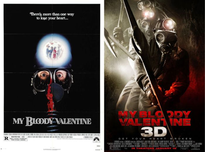 Original Horror Movie Posters vs. Their Remakes (35 pics)