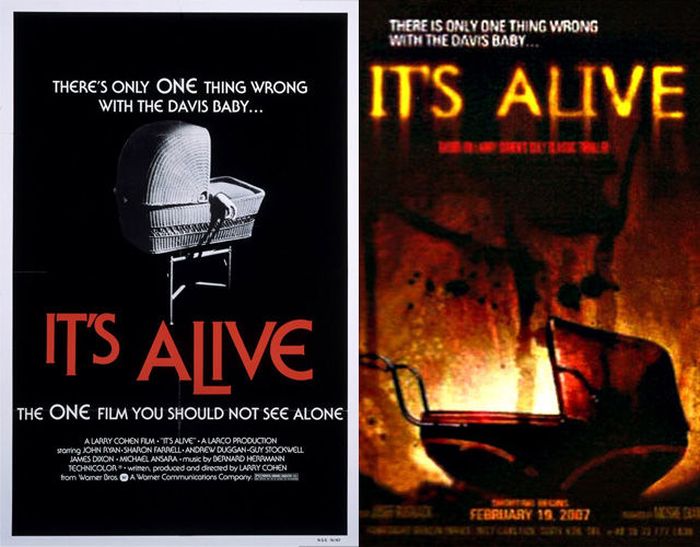 Original Horror Movie Posters vs. Their Remakes (35 pics)