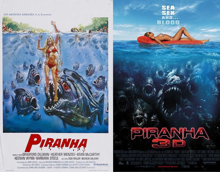 Original Horror Movie Posters vs. Their Remakes (35 pics)