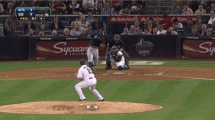Baseball Fan Jumps into a Bush But Loses the Ball (4 gifs)