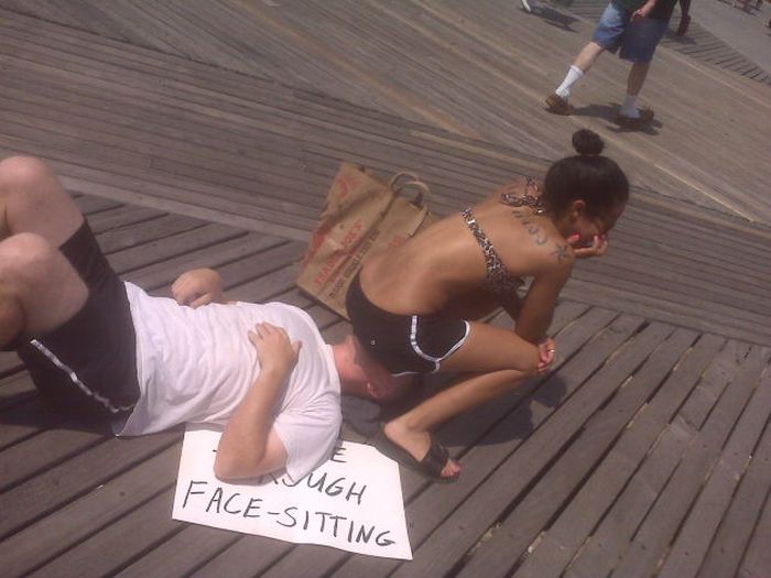 Roman Shusterman asked women in Union Square to sit on his face in the name...