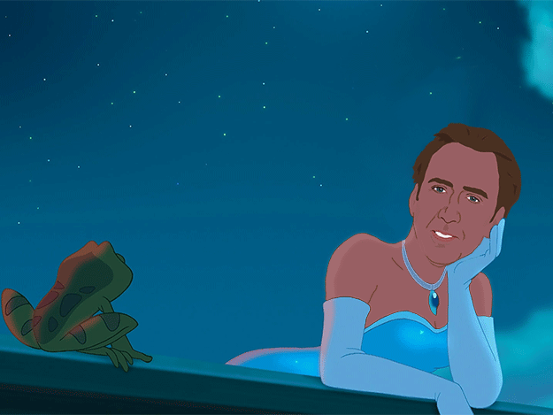 Nicolas Cage As Disney Princesses (9 gifs)