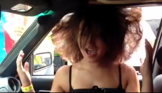 Girl Enjoys Bass in Car