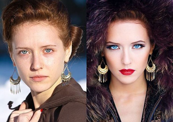 Girls With and Without Makeup (64 pics)