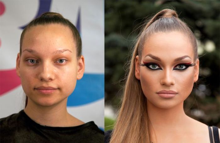 Girls With and Without Makeup (64 pics)