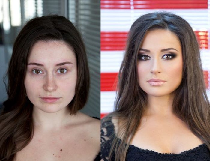 Girls With and Without Makeup (64 pics)