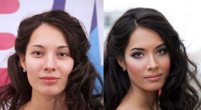 Girls With and Without Makeup (64 pics)