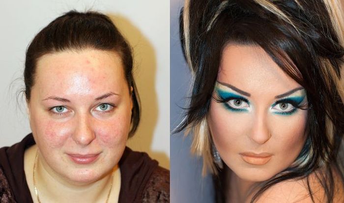Girls With and Without Makeup (64 pics)