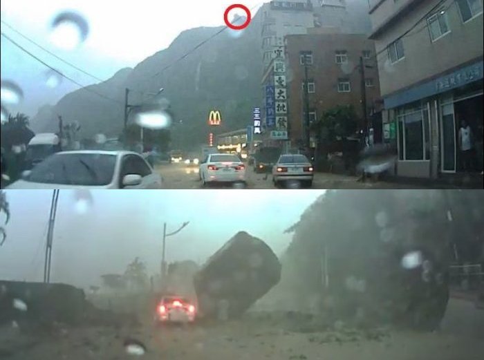 Giant Rock Falls Down a Mountain (4 pics + video)