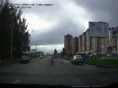 Driver Helps a Pedestrian