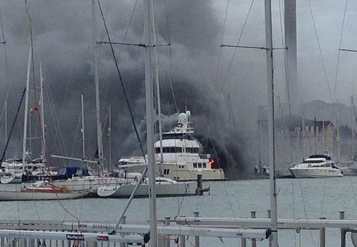 A Multi-Million-Dollar Superyacht Caught Fire (5 pics)