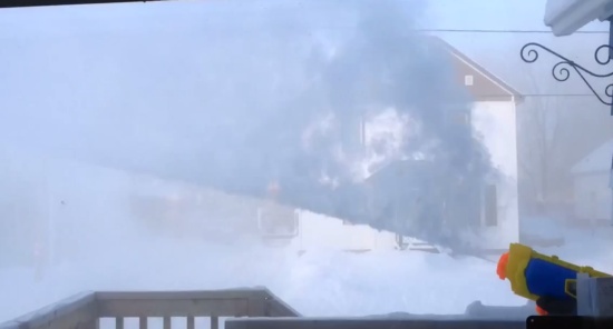 Boiling Water Spread From Water Gun in Canada