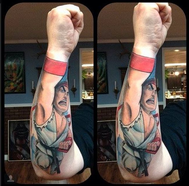 Street Fighter II Perspective Tattoos (2 pics)