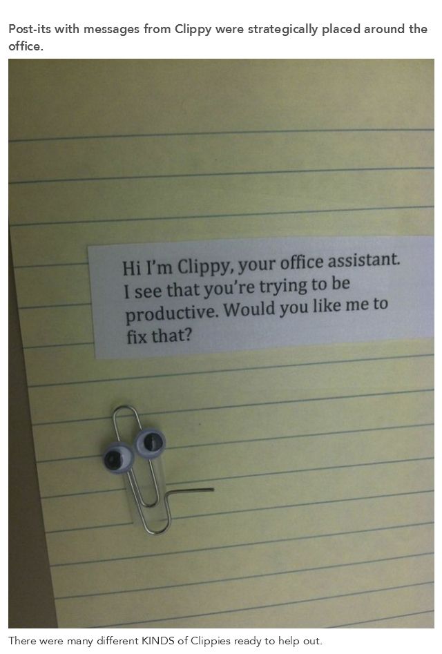Microsoft Office Paperclip in an Office Prank (12 pics)