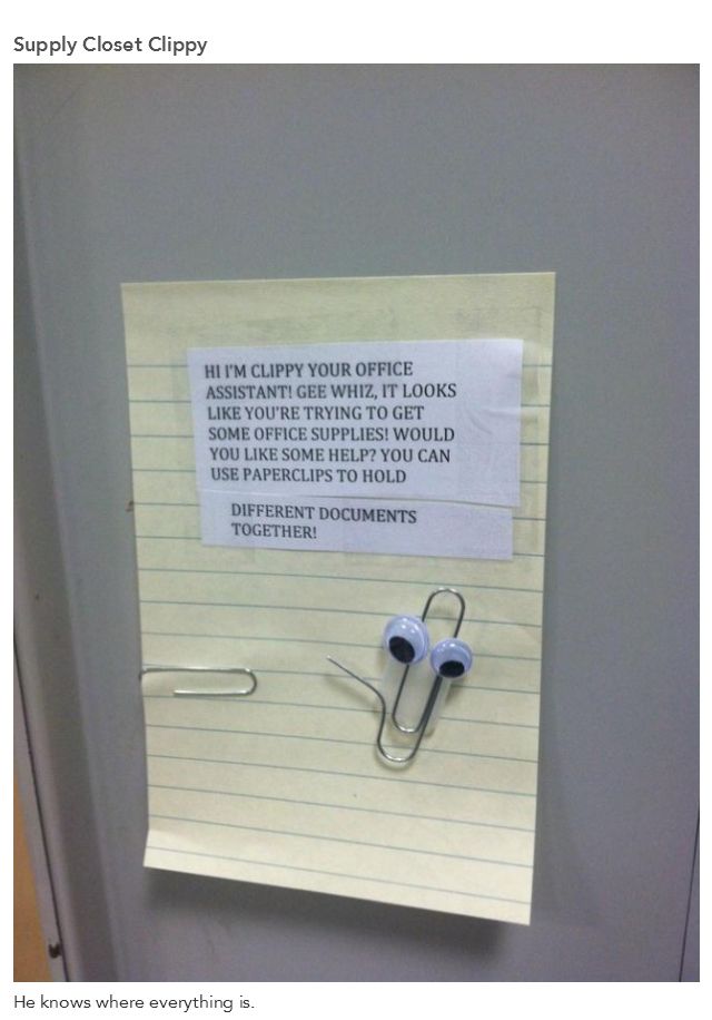 Microsoft Office Paperclip in an Office Prank (12 pics)