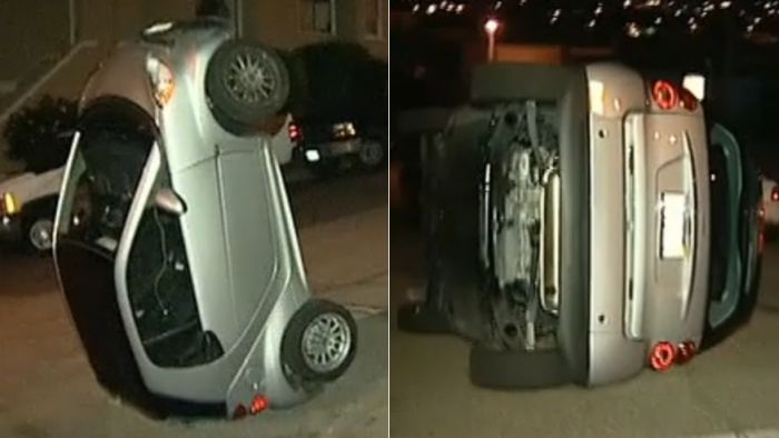 Bad Guys Flipping Over Smart Cars In San Francisco (8 pics)