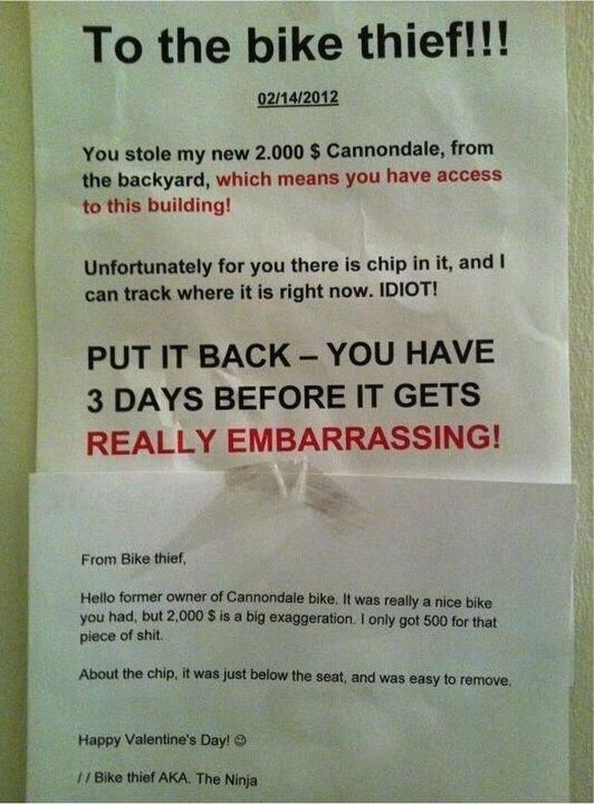 Smart Ass Responses to Written Notes (27 pics)