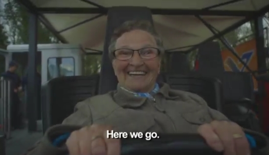 78-Years Old Granny Rides Roller Coaster for the First Time Ever