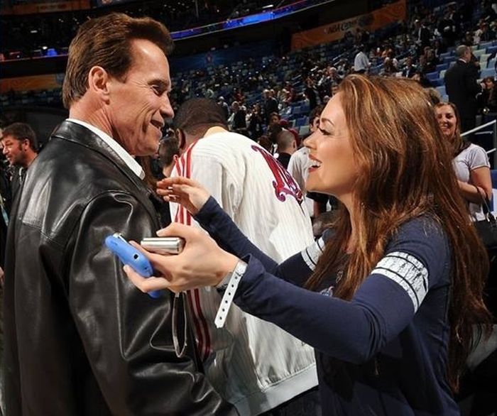 Arnold Schwarzenegger and Alyssa Milano Then & Now (2 pics)