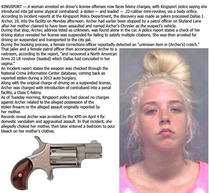 This Woman Stuck A Loaded Gun In Her Private Area (2 pics)