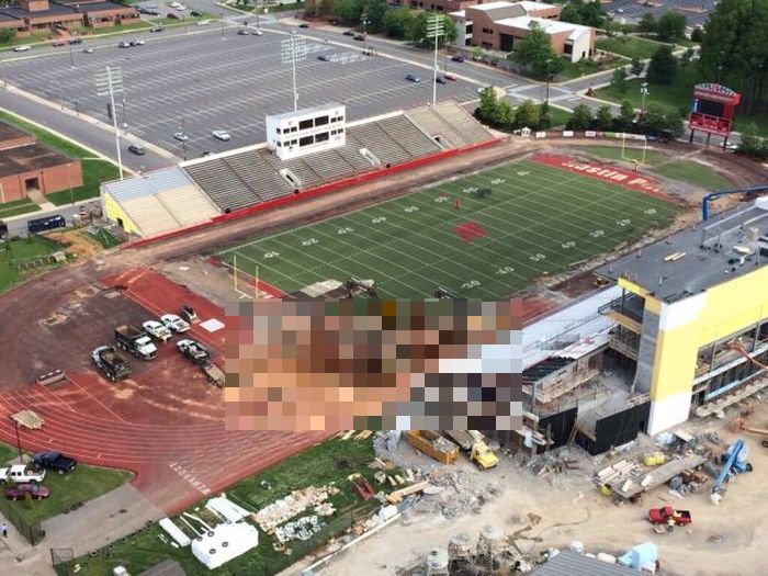 This Sinkhole Ate The End Zone (7 pics)