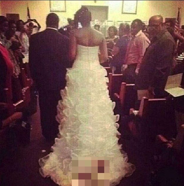 Tying Your Baby To Your Wedding Dress Is A Bad Idea (3 pics)