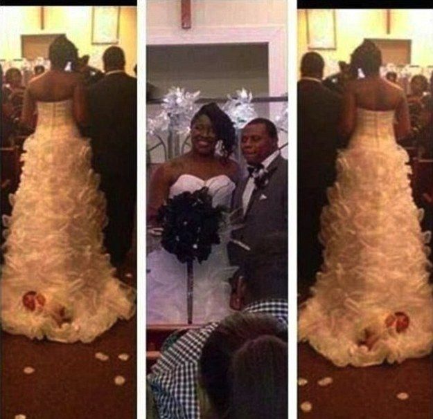 Tying Your Baby To Your Wedding Dress Is A Bad Idea (3 pics)