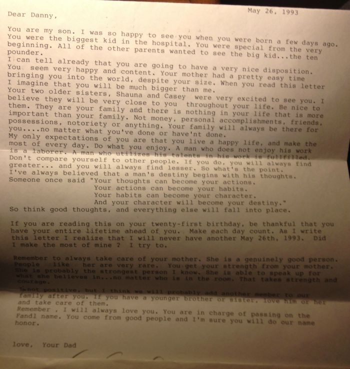 The Nicest Letter A Dad Has Ever Written (2 pics)