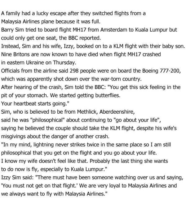 Couple Almost Boarded Malaysia Airlines Flight MH17 (3 pics)