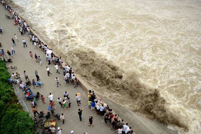 Tidal Wave In China Catches Citizens By Surprise (19 pics)