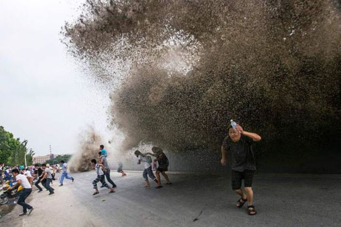 Tidal Wave In China Catches Citizens By Surprise (19 pics)