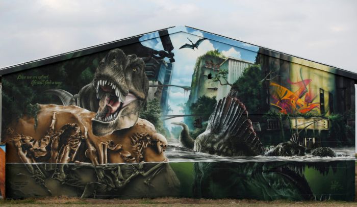 This Jurassic Park Inspired Wall Is A Masterpiece (25 pics)