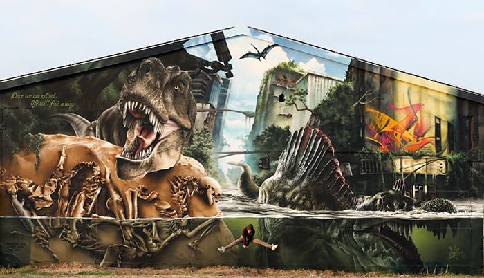 This Jurassic Park Inspired Wall Is A Masterpiece (25 pics)